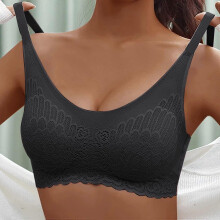 (2XL, Black) Summer Sports Bras For Women, Back Close Seamless Wirefree Plus Size Underwire High Support Large Bust Bras High Impact Bras - PP