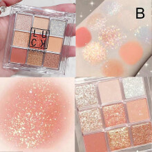 (Black 350,02 Brown Orange Plate)9 Grids Eyeshadow Palette Makeup Palette Multicolored Eyeshadow 9 in 1