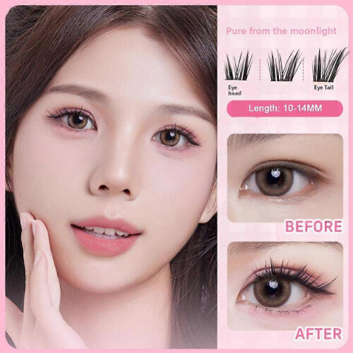 (A) Glue-free Cluster Lashes Extensions Self-adhesive False Eyelashes Natural Sin 1