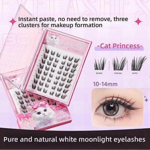 (A) Glue-free Cluster Lashes Extensions Self-adhesive False Eyelashes Natural Sin 2