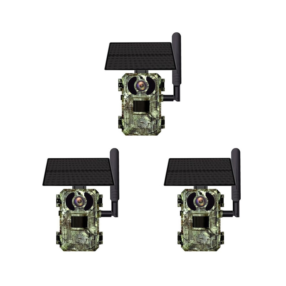3X 4G Sim Card Lte Cellular 4W Solar 7800Mah Battery Hunting Trail Motion Activated Night Vision 4Mp Ip66 Camera(Eu) 6032759620226