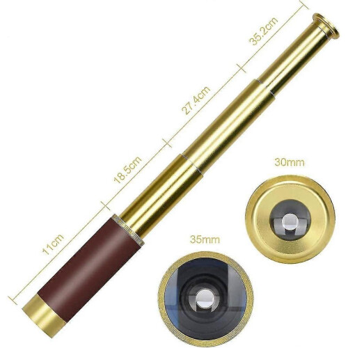Retro Telescope Portable Pocket Monocular 4 Sections Copper Plated HD Monocular - DD01 1