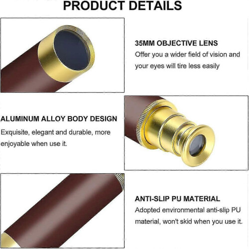 Retro Telescope Portable Pocket Monocular 4 Sections Copper Plated HD Monocular - DD01 2