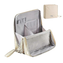 (Beige) Classic Large capacity linen pencil case Minimally Handheld Student Premium Quality Versatile Powerful