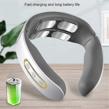 (white)Cervical Spine Massager Electric 6 Modes 9 Speed with Heat for Neck Shoulder Vertebra Relax Rechargeable EMS