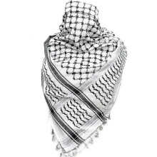 (White Black) Palestine Scarf, Keffiyeh, Arafat Hatta, Wide With Tassels, Shemagh Keffiyeh Arab Houndstooth100%