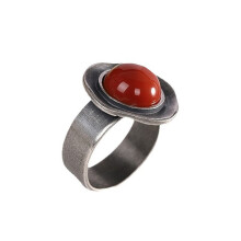 Unique Gift Thai Silver and Nanhong Agate Rings for Birthdays