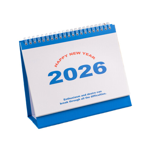 2026 Tabletop Monthly Calendar Twin-Coil Binding Academic-Blue