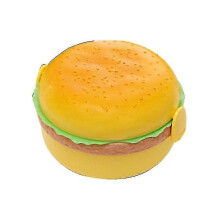 (Round) Hamburger Shape Lunch Box Double Layer Cute Burger Bento Box Lunchbox Children School Food Container Spoon Fork Tableware Set - PJ