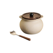 Decorative Clay Spice Canister Includes Spoon Large Capacity-L