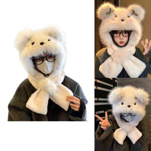 Furry Bear Trapper Hat Thicken Ushanka Hat Warm-D khaki 1