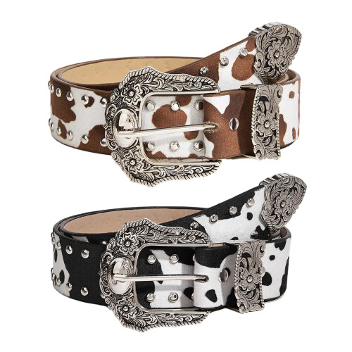 Gothic Studs Detailed Adjustable Waist Strap For Women-khaki 1