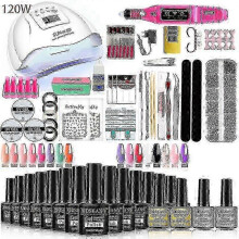 (YH04-2) 2025 Nail Gel Kit Professional Nail Set With 120w/54w Uv Nail Lamp And Nail Drill For All Drying Gel Nail Polish Manicure Set
