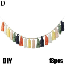 (Color) Rainbow Wooden Bead Tassel String Pastel Rainbow Tassel Garland Bohemian