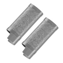 2Pcs Zinc Alloy Lighter Cover Retro Pattern Grey