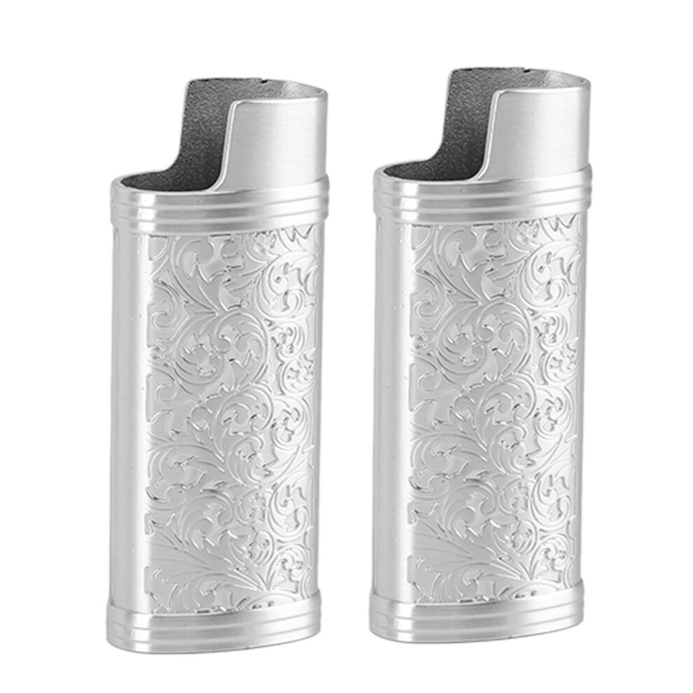 Silver 2Pcs Zinc Alloy Lighter Cover Â Retro 42 G