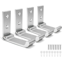4 PCS Folding Aluminum Alloy Wall Mounted Coat Hook, Foldable Multifunction Hanger(Silver) - DD0