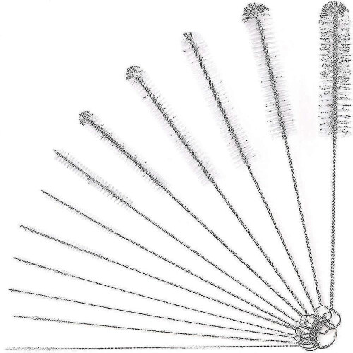 (White)Cleaning Brushes, 12 Piece Set 24 Cm Long Brushes, Bottle Cleaning Brushes - RiRi