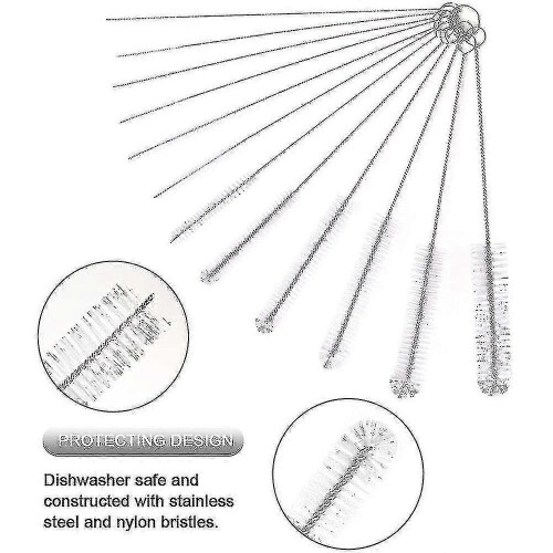 (White)Cleaning Brushes, 12 Piece Set 24 Cm Long Brushes, Bottle Cleaning Brushes - RiRi 2