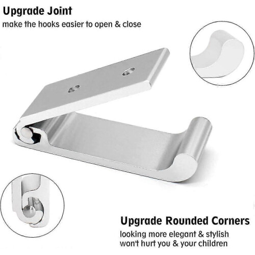 4 PCS Folding Aluminum Alloy Wall Mounted Coat Hook, Foldable Multifunction Hanger(Silver) - DD0 2