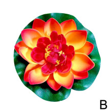 (Orange) 10cm Artificial Lotu s Garden/Fish Tank Decor Pray for Love, Peace& Prosperity