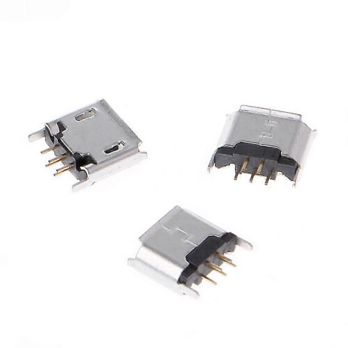 10 Pcs Micro USB Type B Female Socket 180 Degree 5-Pin SMD SMT Soldering Jack 1