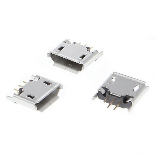 10 Pcs Micro USB Type B Female Socket 180 Degree 5-Pin SMD SMT Soldering Jack 2
