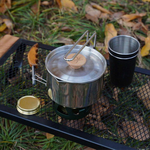 Pan Cookware Set with Folding Handles Camping Cutlery 1