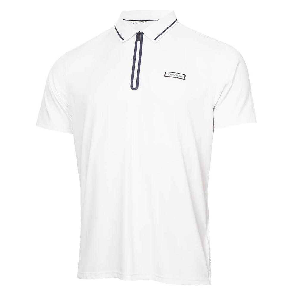 Calvin Klein (L, ) Mens Belmont Moisture Wicking Technical Golf Polo Shirt White