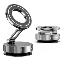 (Silvery) Vacuum Magnetic Classic User-friendly Phone Premium Holder Cup Car Foldable Suction Adjustable Mount Stand 1Pc