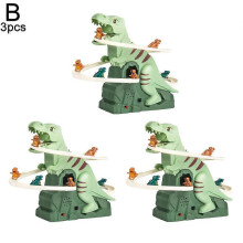 (3pcs, Transparent) Dinosaur assembly puzzle fun electric slide track toy car birthday gift