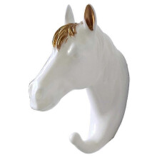 (Style D, Multicolor) Horse Head Resin Hook Animal Clothes Hanger Wall Decoration for Hallway Cloakroom