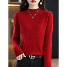 (L,Claret China)100% Wool Cashmere Sweater Women Knitted Sweater Turtleneck Long Sleeve Pullover Autumn Winter Clothing Warm Jumper Tops - pengjun