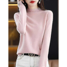 (S,Pink China)100% Wool Cashmere Sweater Women Knitted Sweater Turtleneck Long Sleeve Pullover Autumn Winter Clothing Warm Jumper Tops - pengjun