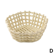 (Yellow) Large Beige Elegant Circular Basket Ceramic Fruit Bowl Glazed
