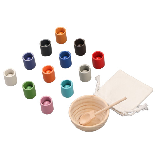 W‑120.6 Pine Wood Balls Cups Color Sorting Toy 1