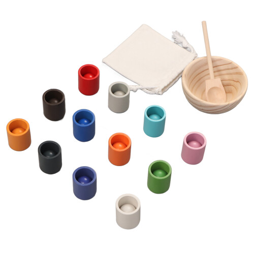 W‑120.6 Pine Wood Balls Cups Color Sorting Toy 2