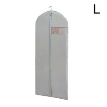 (L grey) Smooth Portable Premium Hanging Sleek Bag Reliable Clothes Garment Cover Dust Dress Storage Clothes Coat Suit Home