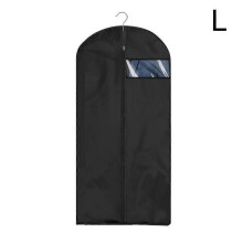 (L black) Smooth Portable Premium Hanging Sleek Bag Reliable Clothes Garment Cover Dust Dress Storage Clothes Coat Suit Home