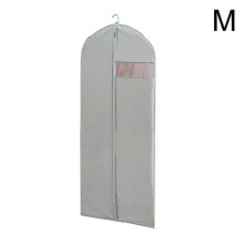 (M grey) Smooth Portable Premium Hanging Sleek Bag Reliable Clothes Garment Cover Dust Dress Storage Clothes Coat Suit Home
