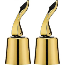 (Gold) 2pcs Wine Stoppers For Wine Bottles, Stainless Vacuum Wine Bottle Stopper With Silicone Reusable Wine Corks, Leak Proof Keep Fresh - Ri