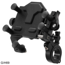 (H69 Black) Universal Motorcycle Durable Shock-Absorbing Phone New Alloy 2025 Phone Holder Stand