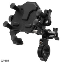(H66 Black) Universal Motorcycle Durable Shock-Absorbing Phone New Alloy 2025 Phone Holder Stand