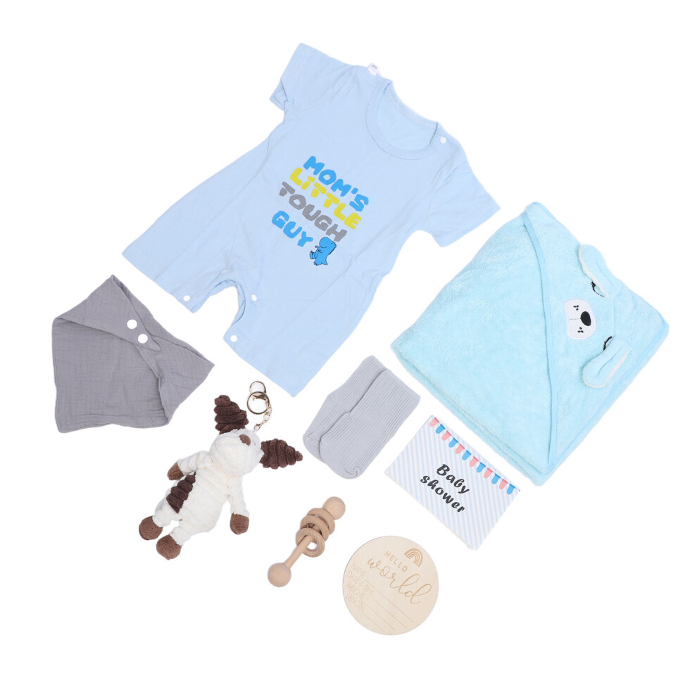 Baby Gift Basket With Clothes, Doll, Rattle Blue