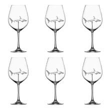 (6pcs) Red Wine Glasses With Shark Inside Goblet Glass Clear Glass Home Bar Party