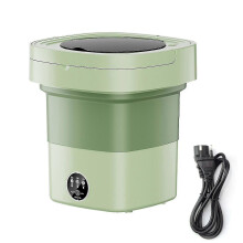 (EU Plug, Green) 11L Foldable Washing Machine with Spin Dryer, Blue Light Sterilization Laundry Washer Machine for Underwear Baby Clothes