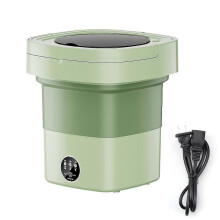 (JP Plug, Green) 11L Foldable Washing Machine with Spin Dryer, Blue Light Sterilization Laundry Washer Machine for Underwear Baby Clothes
