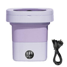 (AU Plug, Lavender) 11L Foldable Washing Machine with Spin Dryer, Blue Light Sterilization Laundry Washer Machine for Underwear Baby Clothes