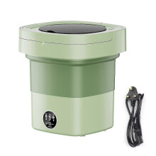 (UK Plug, Green) 11L Foldable Washing Machine with Spin Dryer, Blue Light Sterilization Laundry Washer Machine for Underwear Baby Clothes