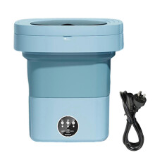 (AU Plug, Blue) 11L Foldable Washing Machine with Spin Dryer, Blue Light Sterilization Laundry Washer Machine for Underwear Baby Clothes
